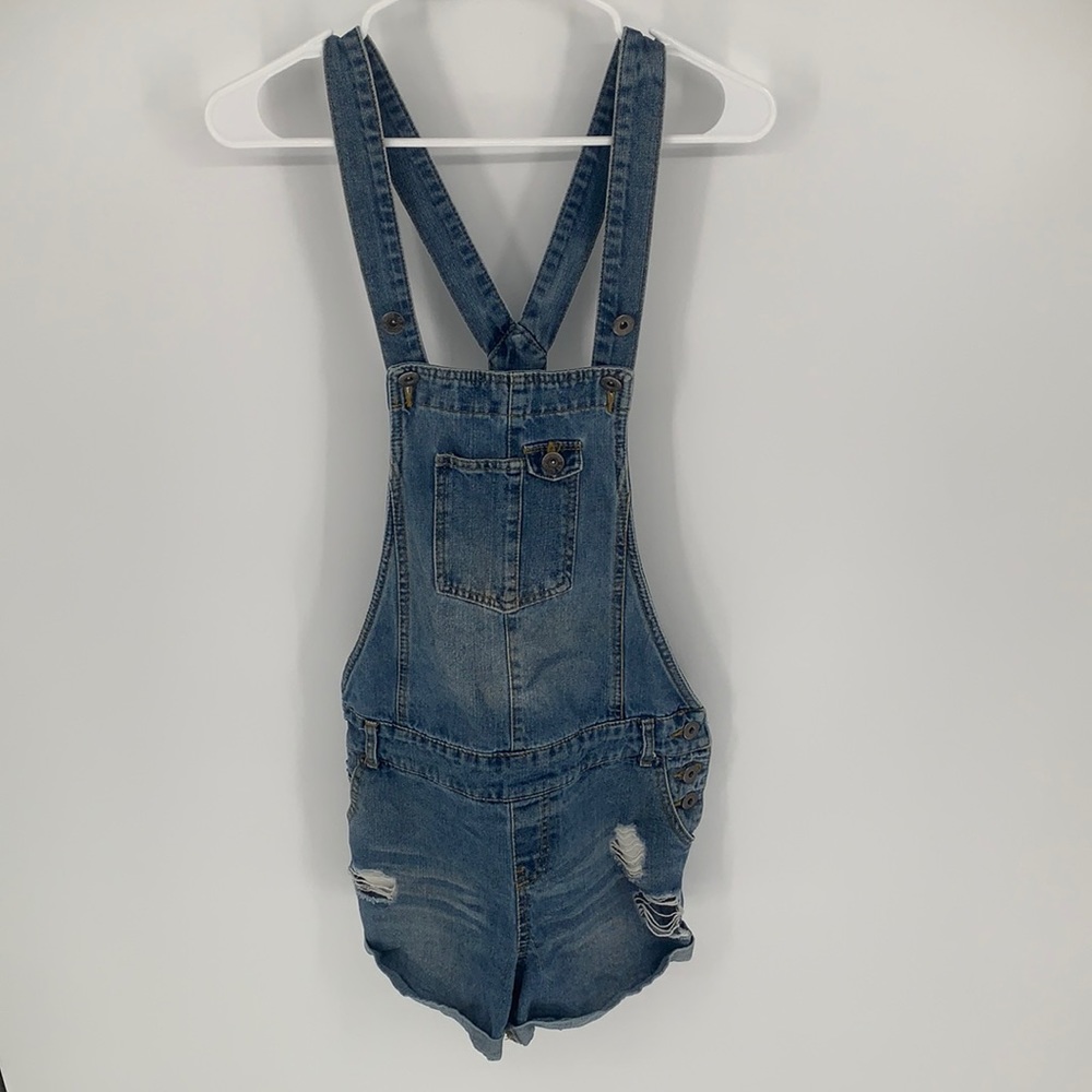 Ci Sono Overalls Denim Short Jeans Distressed Blue